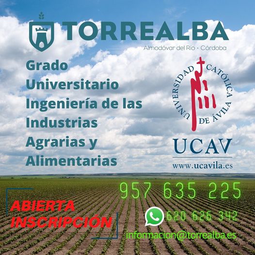 Abierto el plazo de inscripción y matrícula para el grado universitario de las industrias agrarias y agroalimentarias